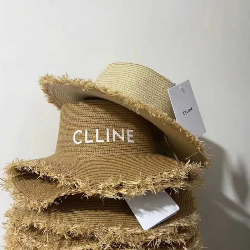 Strohoed voor vrouw ontwerper strandhoeden zomer gras vlecht luxe heren platte bucket hoed vakantie sunhats casquette
