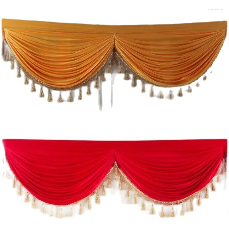 Party Decoration Tassel Ice Silk Drape Curtain Backdrop Top Swag för scen Bakgrund Po Booth Event Wedding