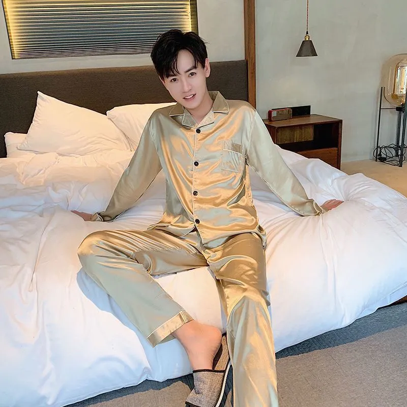 Satin pjs long sleeve sale