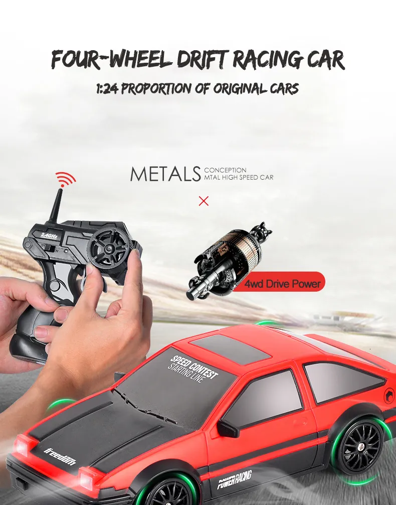 Electric RC Drift Car 4wd Remote Control GTR Modello AE86, Gift per veicoli  per giocattoli da corsa a 2,4 GHz per bambini, 2024