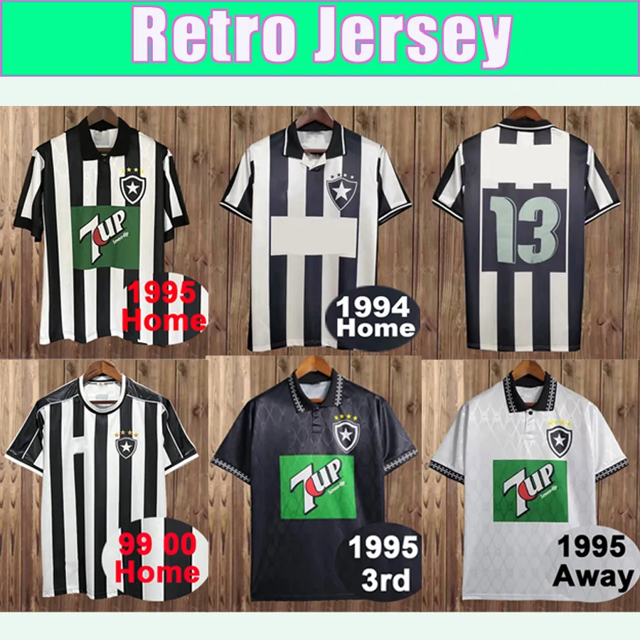 1994 botafogo fr retro futbol formaları ev siyah beyaz futbol gömlek kısa kollu üniformalar