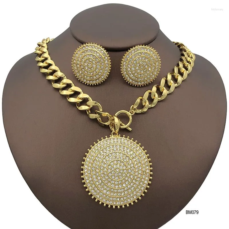 Ketting Oorbellen Set Italiaans Verguld En Oorbel Voor Vrouwen Bruiloft Ronde Sieraden Accessoires