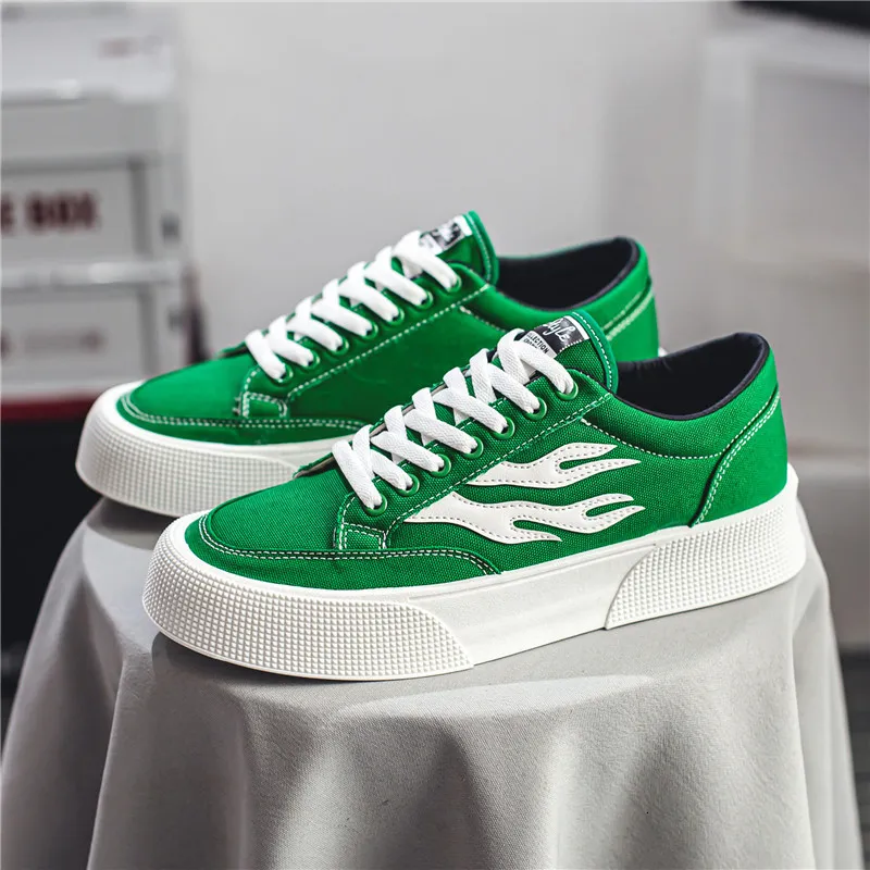 Sapatos de vestido moda verde homens sapatos de lona clássico respirável tênis de lona homens sapatos casuais rua hip hop plataforma sapatos vulcanizados 230907