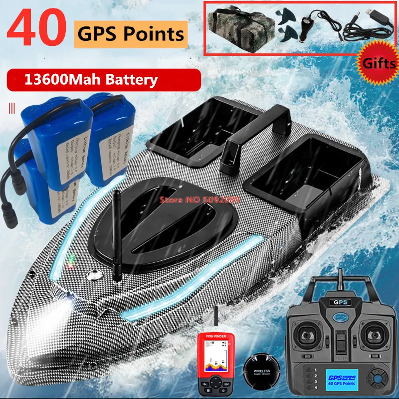 ElectricRC Barcos 53CM Grande 40 Pontos GPS RC Isca de Peixe Barco 15KG Carga 500M Controle Remoto Pesca Marítima Cruzeiro Automático Boa 230906