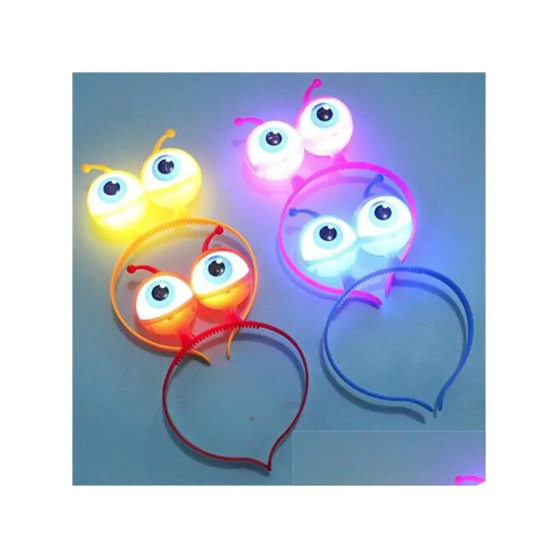 Accessoires pour cheveux Eyeball LED Cerceau Clignotant Glow Bandeau Couronne Coeur Light Up Bandeaux Fête De Noël Drop Livraison Bébé Enfants Matern Dhjrz