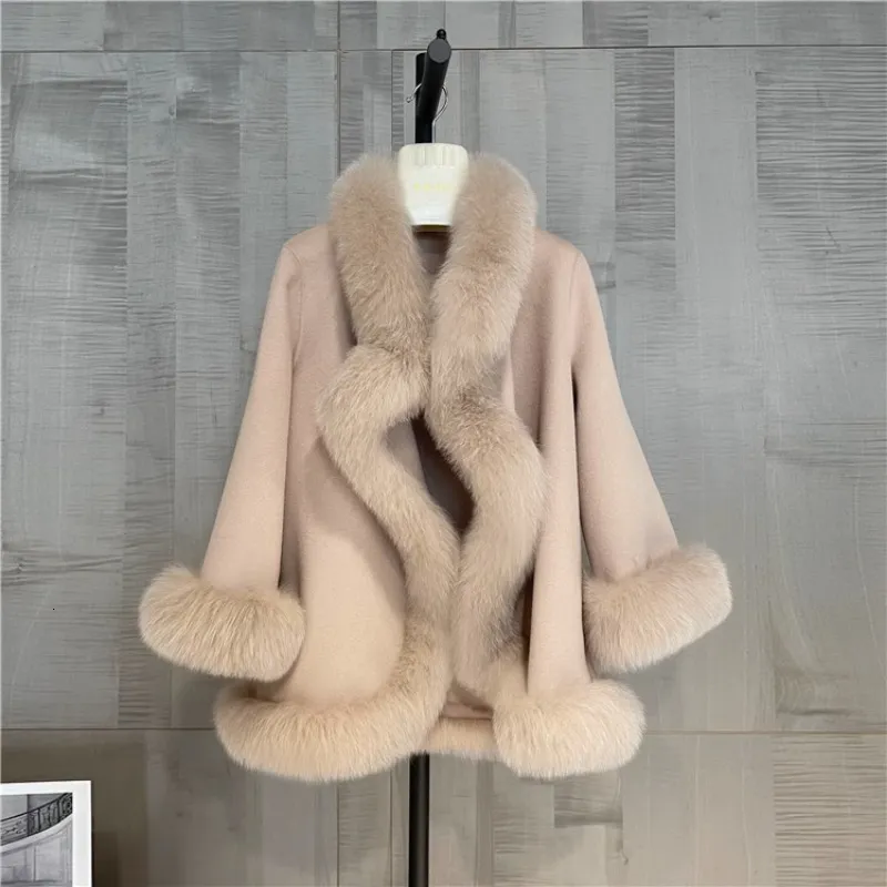 Damen Pelz Kunstpelz Winterjacke Frauen Echtpelzmantel Naturpelzkragen Dicke warme Kaschmirwolle Wolloberbekleidung Streetwear Fashion 230906