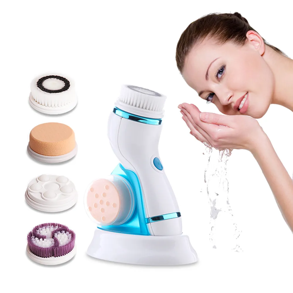 Rengöringsverktyg Tillbehör 4 i 1 Electric Wash Borsts Cleansing Tandborste Sonic For Face Exfoliating Washing Brush Cleanser Beauty Skin Care Tool 230907