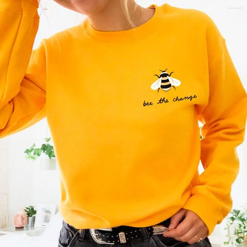 Sweats à capuche pour femmes Bee The Change imprimé abeilles sweat-shirt coton femmes automne drôle décontracté à manches longues haut amant cadeau équipe vêtements