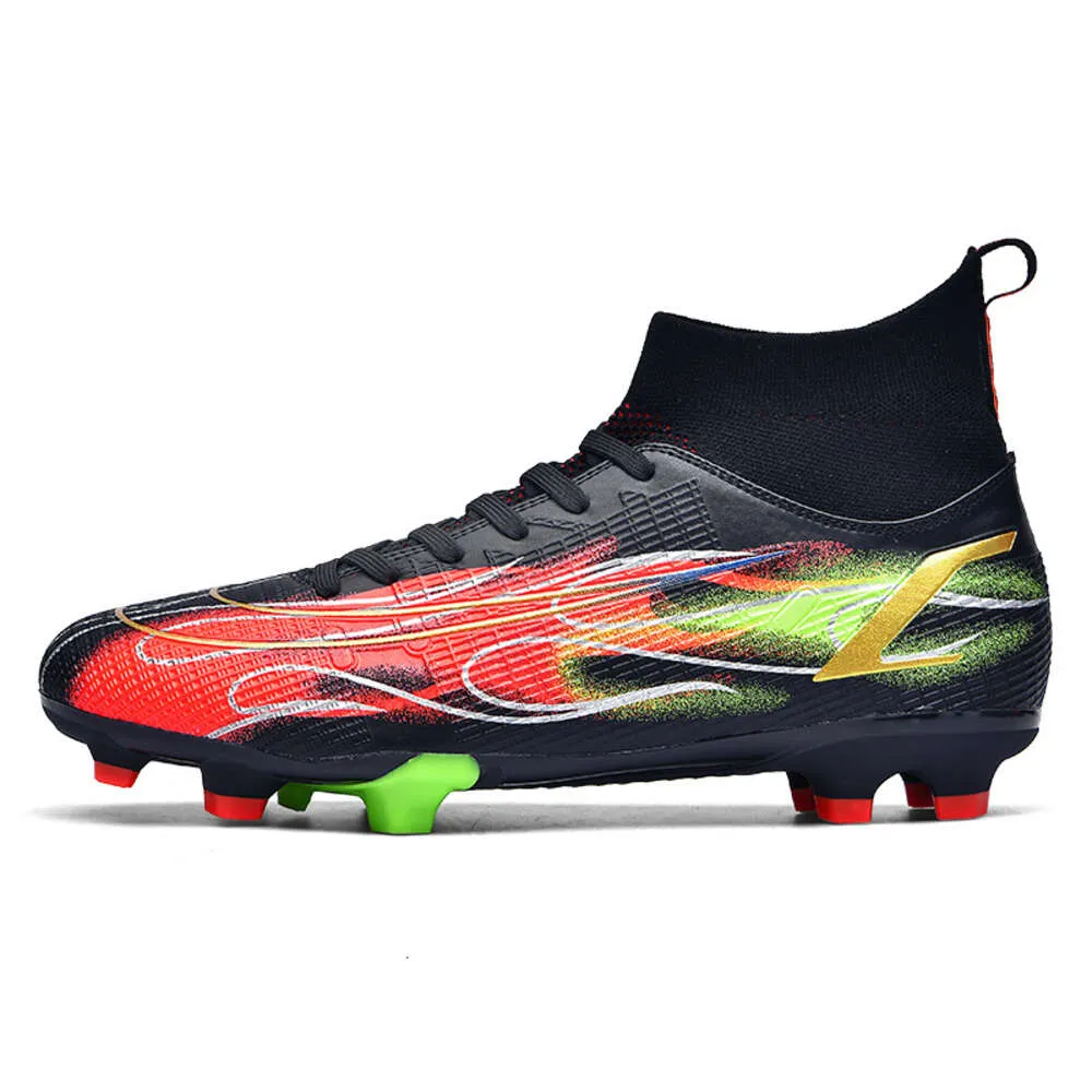 2024 New High Top Football Boots AG TF Youth Comfortable Soccer Shoes Black Blue Purple Outdoor Long Nail Training Shoes for Women Men