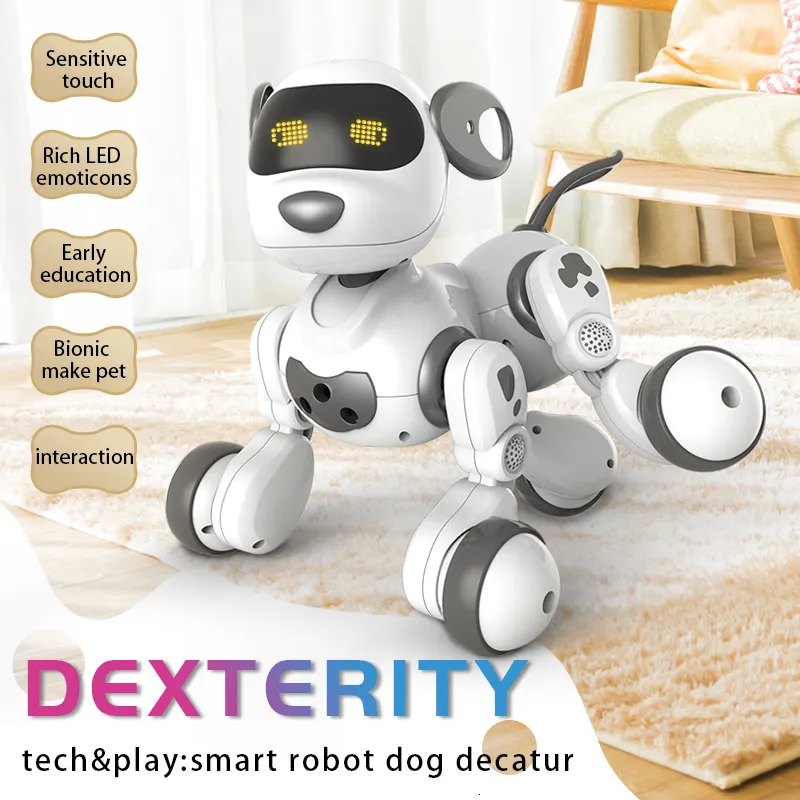 Electricrc Animals Funny RC Robot Electronic Dog Stunt Voice Command TouchSense Music Song for Boys Girls Children's Toys 6601 230906