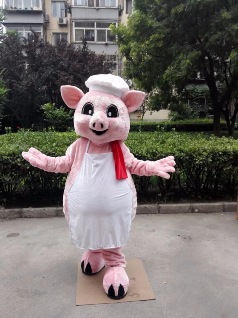 Pink Pig Chef Mascot Costume Custom Cartoon Fancy Costume Anime Mascotte Theme Fancy Dress Carnival Costume41288