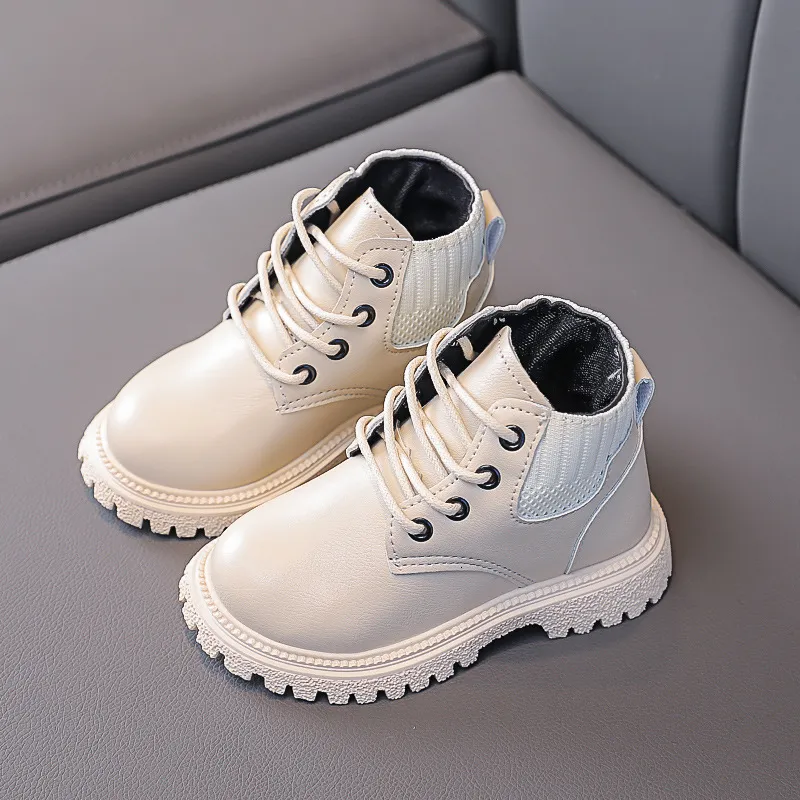 Boots Kids Baby Girls Boots Spring/Autumn Single Shoes Fashion Cotton Shoes Children Boys Plush Boots Lace Up Velvet Winter Boots 230907