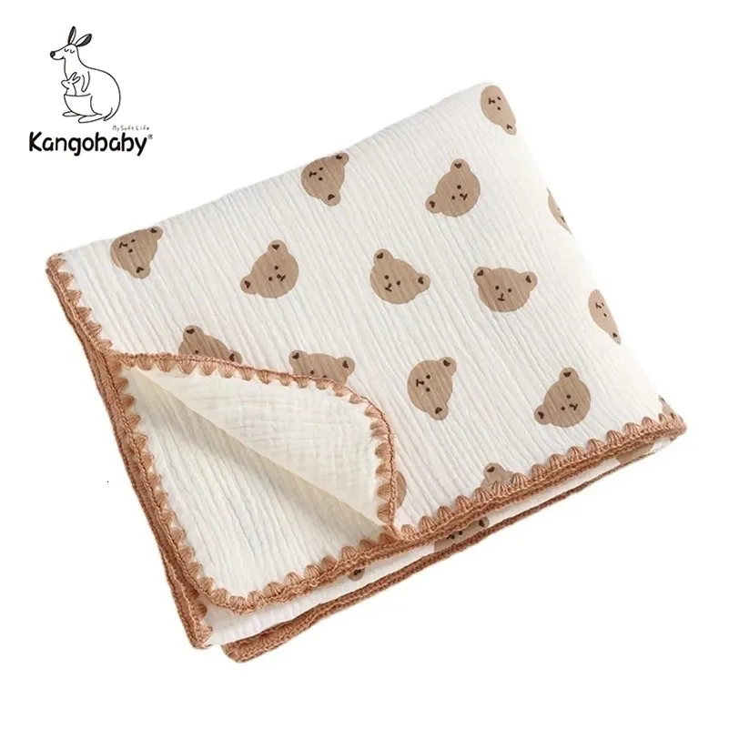 Couettes Kangobaby #My Soft Life# Printemps Eté 4 couches de mousseline de coton né couverture respirante bébé Swaddle mignon Cool infantile couette 230906