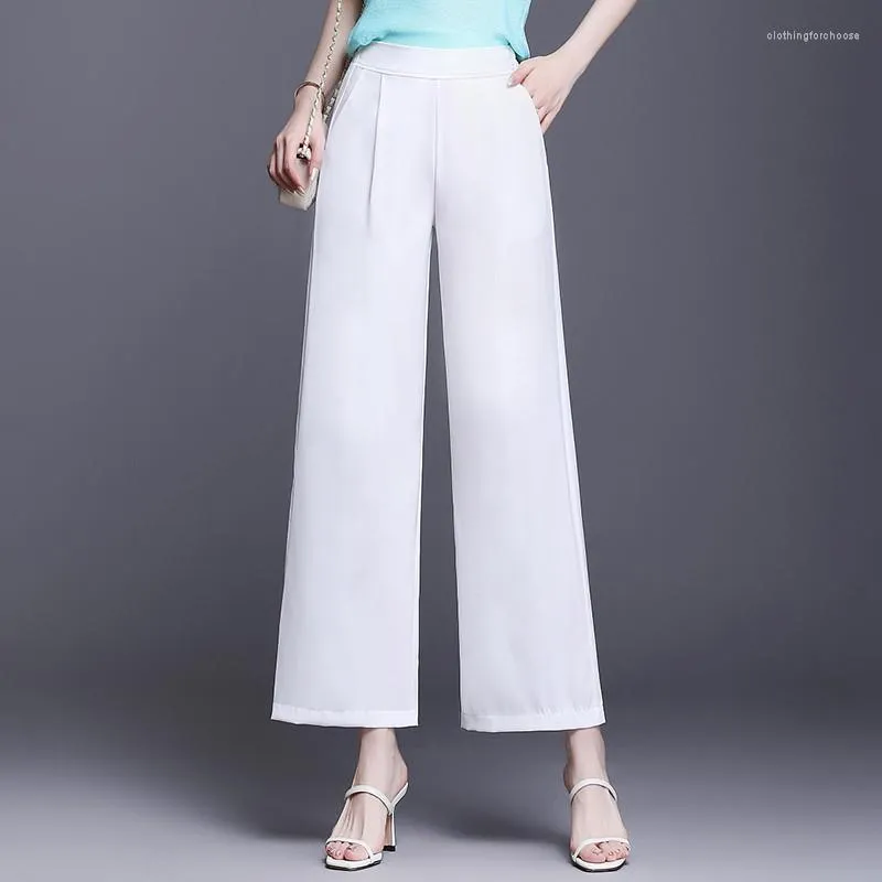 Women's Pants Korea Micro Flared Trousers High Waist AutumnThin Straight Tube Looks Thin Sagging Versatile White Wide Leg M-5XL