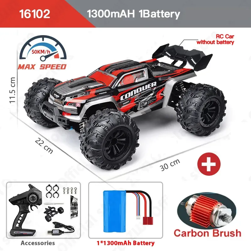 Carrinho de Controle Remoto Off Road 4WD RC Brushed Truck Elétrico 