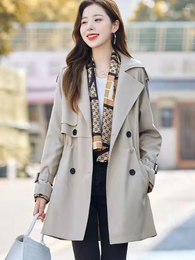 Женские плащи, пальто для женщин, осень 2023, ветровка с лацканами, куртка цвета хаки, офисные женские куртки, зимняя одежда