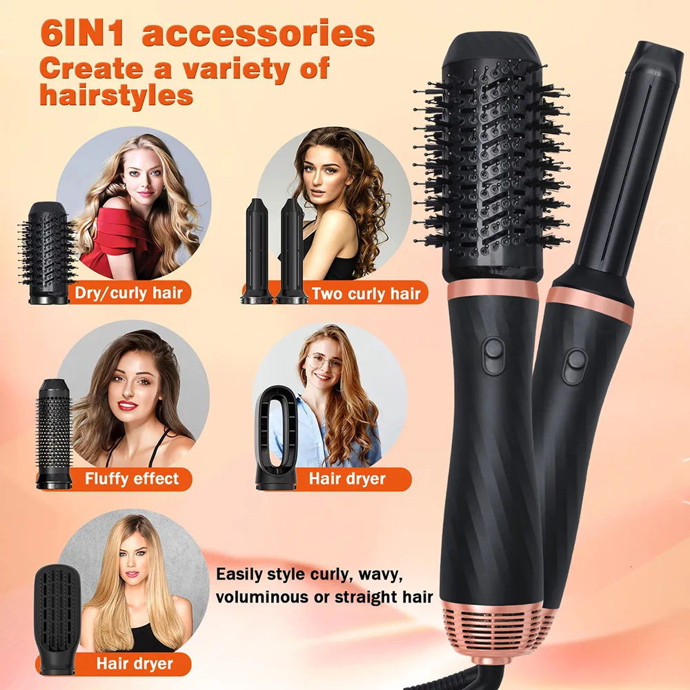 Haartrockner Professionelle 6 in 1 Trockner Luftbürste Automatische Curler Volumizer Curling Eisen Glätteisen Kamm Salon Styling Werkzeuge 230906