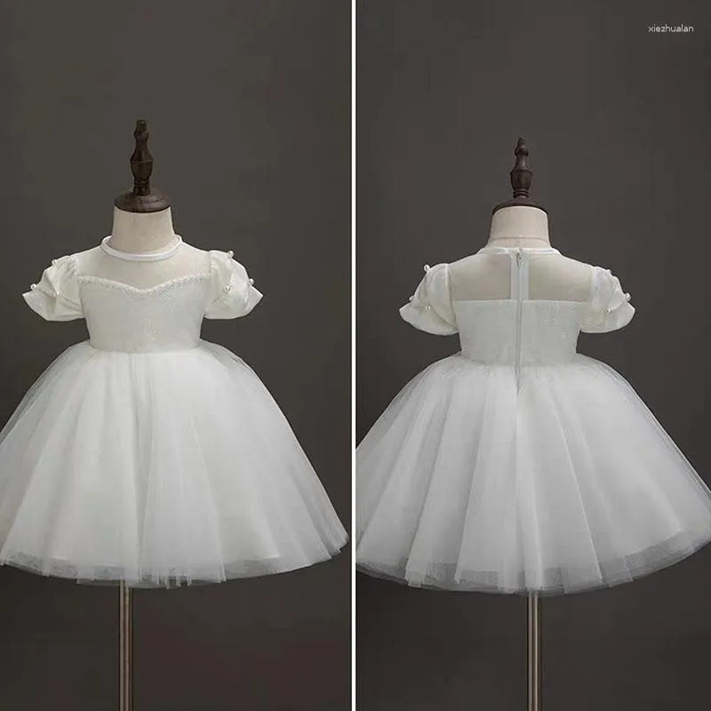 Robes de fille un an bébé robe de fête d'anniversaire enfants princesse gonflée gaze jupe femme piano fleur enfant performance