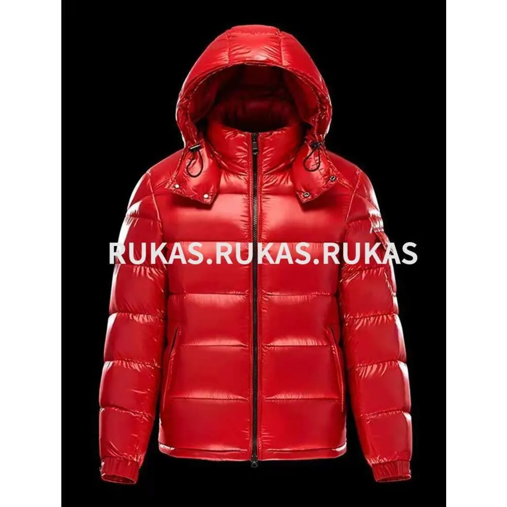 Mens Shiny Winter Windproof Down Jacket With Hood Designer Couple