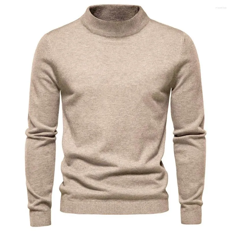 Pulls pour hommes 2023 Pull demi-col roulé couleur unie hiver sweat-shirt classique mode masculine