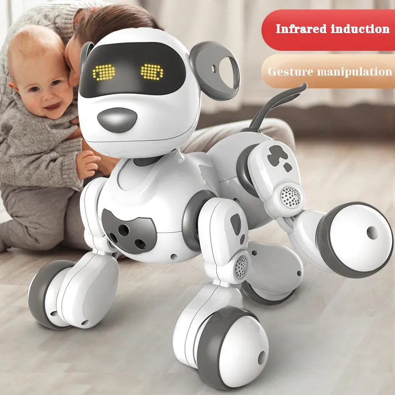 ElectricRC Animaux Électronique animal de compagnie RC robot intelligent chien geste induction commande vocale musique danse électrique garçon éducation précoce jouet cadeau 230906