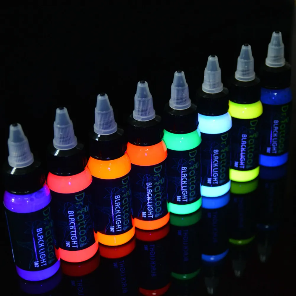 Inne stałe dostawy makijażu 1530 ml Wysokiej jakości atramenty tatuażu fluorescencyjnego profesjonalne mikrobladowanie ciała łatwe kolorowanie fioletowe pigment światła 230907