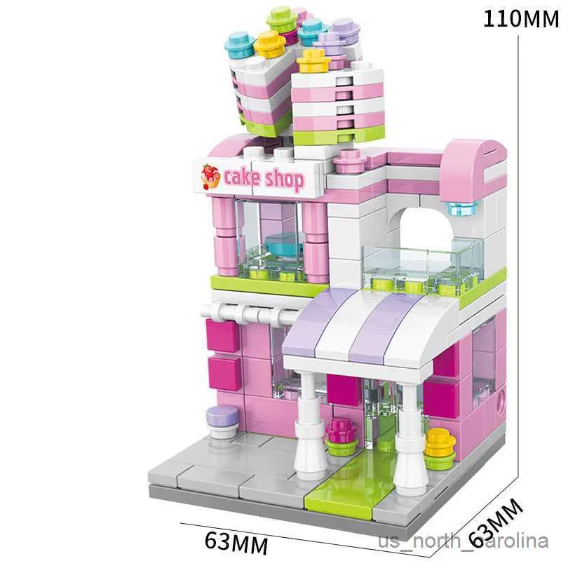 Blocos de arquitetura rua blocos de construção loja casa modelo diy presente natal brinquedos para crianças r230907
