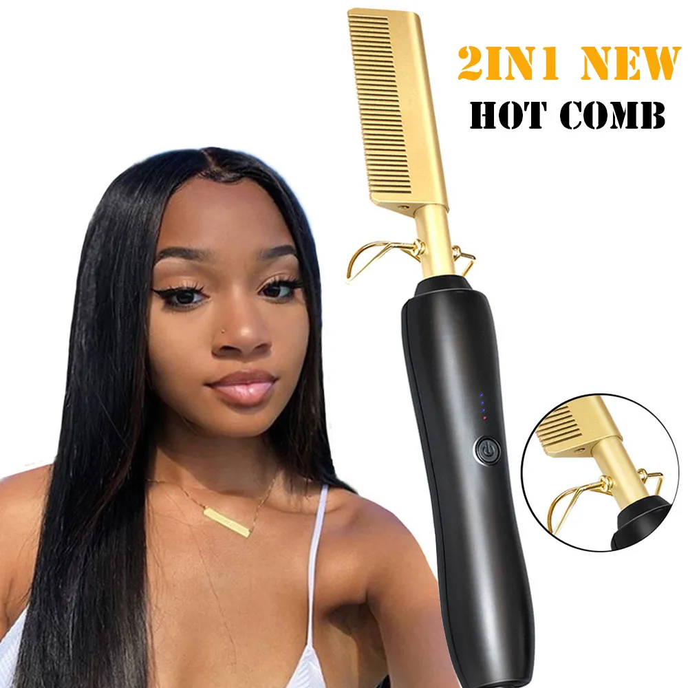 Hair Straighteners Hair Straightener Flat Irons Straightening Brush Heating Comb Hair Straight Styler Corrugation Curling Iron Hair Curler Comb 230907