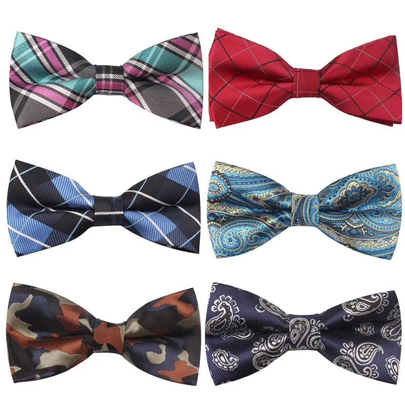 Jacquard Polyester Bow Knot Hombre Woven 형식 의류 와인 Red Independence Day Butterfly Bowtie 패션 액세서리 선물