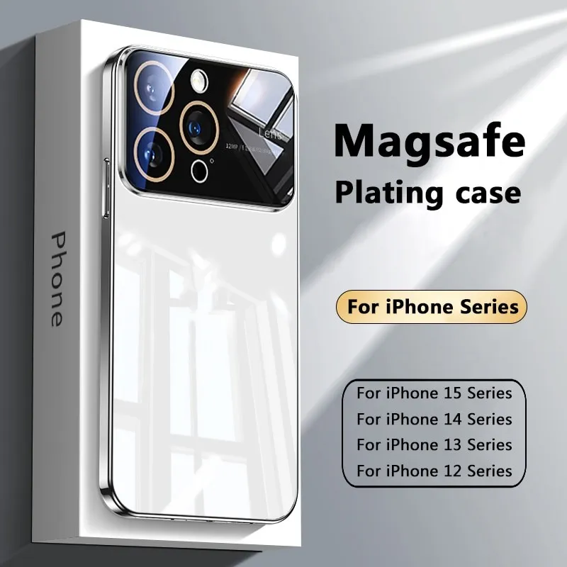 Di modo Trasparente Lente Completa di Protezione Cassa Del Telefono Per il iPhone 15 14 13 12 11 Pro Max Plus XR XS Max X 7 8 Più Placcatura Custodie Copertura