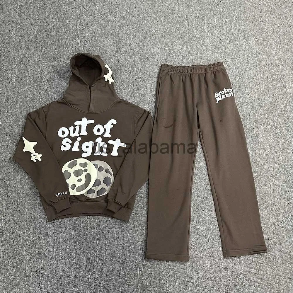 Erkeklerin Trailsits Gözden Çıkma Kırık Gezegen Sweatpants and Hoodies Setleri Unisex Street Giyim Nakış Bulbalı Y2K Sıradan Ropa Hombre Trailtsuits X0907