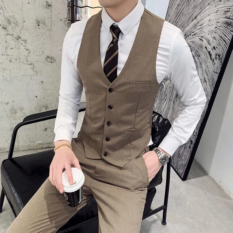 Gilets pour hommes costume gilet hommes mariage robe de marié mode classique manteau d'attente pour les affaires de luxe décontracté barbier travail mâle