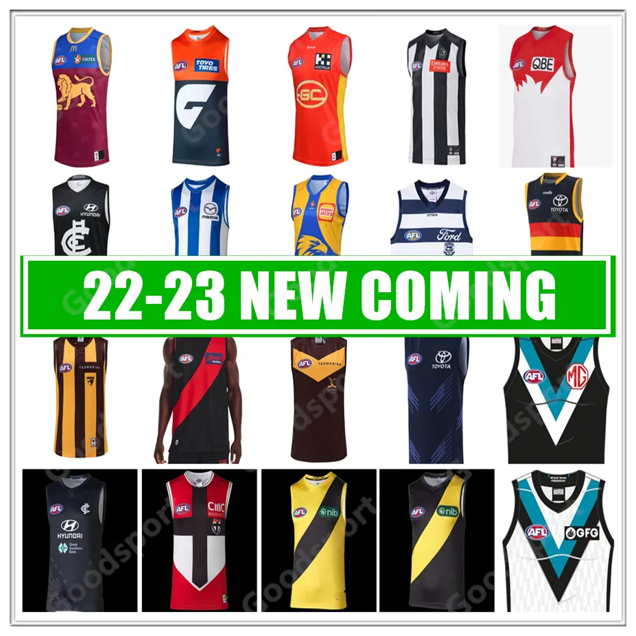 23 24 AFL port Adelaide crows Karnten jersey Essendon Bombers St Kilda Brisbane fremantle dockers tank top gold coast Hawthorn vest Rules shirt