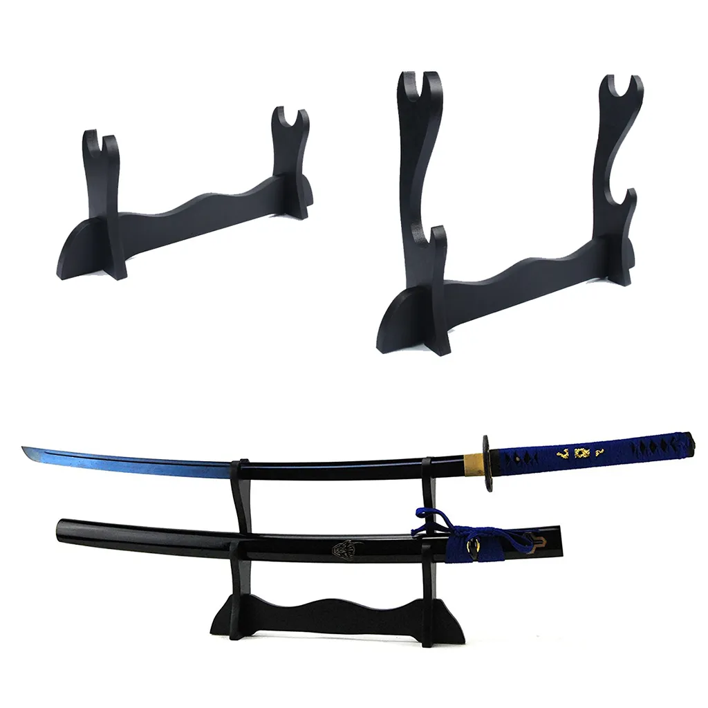 Förvaringshållare rack 1/2 nivå stor trä svärdstativ displayhållare samurai svärd katana wakizashi tanto kniv magiska trollstav stödfästet rack 230906