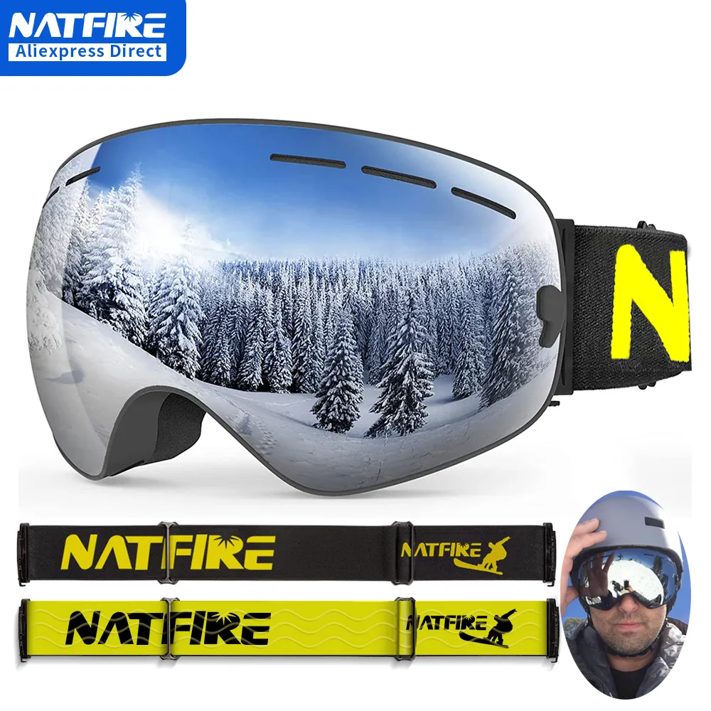 Skibrille Skibrille Antibeschlag Winter Schneesportbrille mit UV-Schutz für Männer Frauen Jugend Wechselobjektiv Snowboardbrille 230907