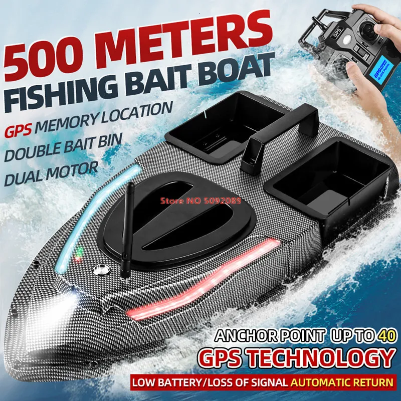 ElectricRC Boats 53CM Large 40 Points GPS RC Fish Bait Boat 15KG Load 500M  Remote Control Sea Fishing Automatic Cruise Nesting Boa 230906 From Xuan08,  $213.17