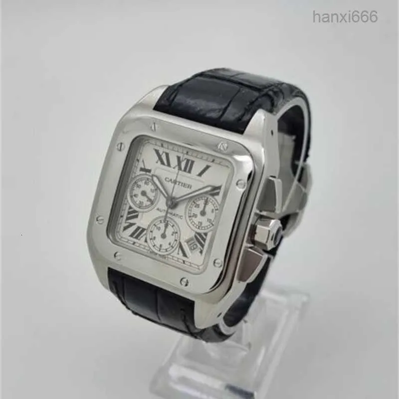 Luxe Ct Swiss Made Santos 100 xl chronograaf stalen doos en papieren W20090x8