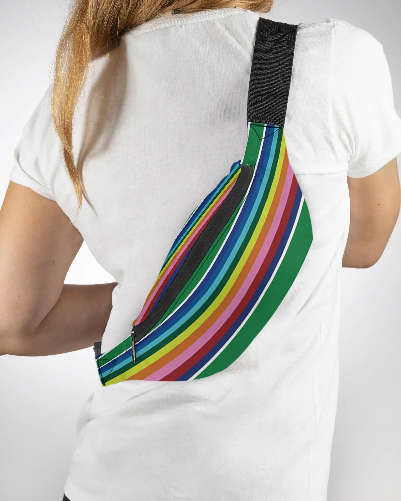 Waist Bags Geometric Rainbow Stripes Boho Style Men Women Waist Bag Fanny Pack Purse Phone Belt Bag Wallet Pouch Waterproof Banana Hip Bags 230907