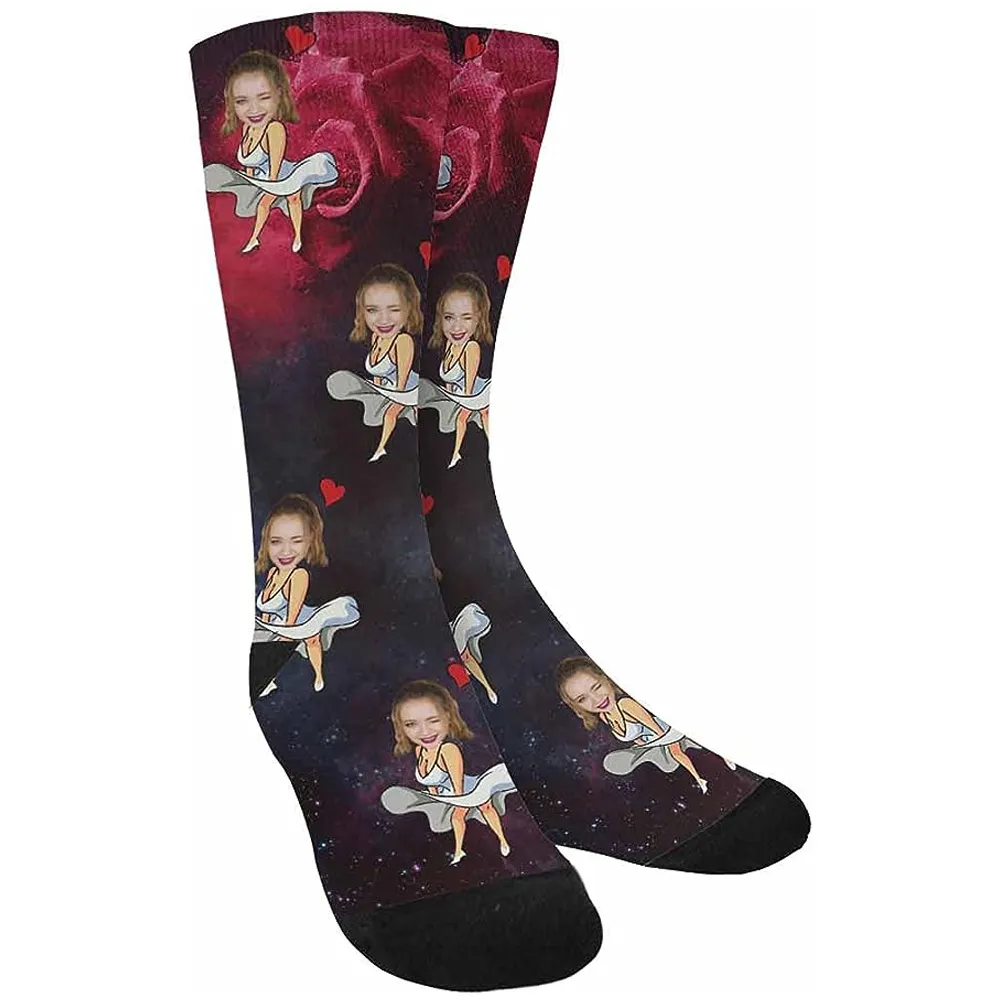 Benutzerdefinierte Fotosocken mit Gesichtern – Drucken Sie Ihr Bild, Foto auf Socken, personalisierte lustige Crew-Sockengeschenke für Männer und Frauen