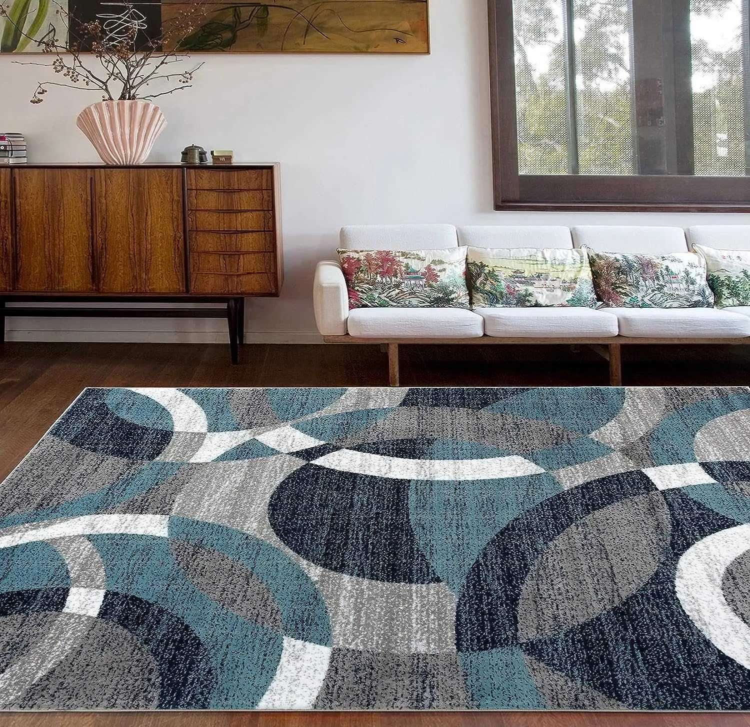 Carpets Rugshop modern abstract circles are perfect for living rooms bedrooms home offices and easy to clean areas in kitchens. Carpets are 3'3 "x 5" gray P230907