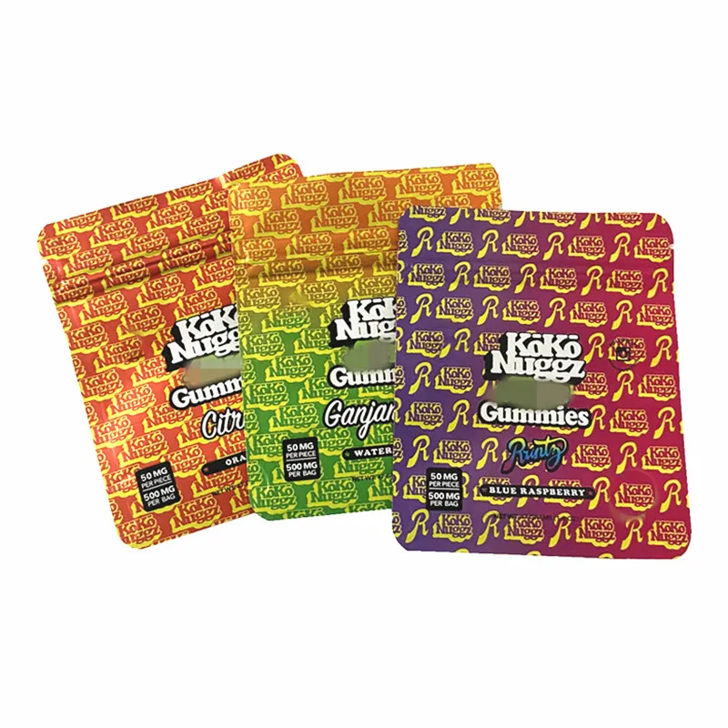 500mg Gummies Edibles Packaging Bags Mylar Runtz Koko Nuggz Ganjamelon Gummy Sour Packingバッグプラスチックラッパーパッケージ