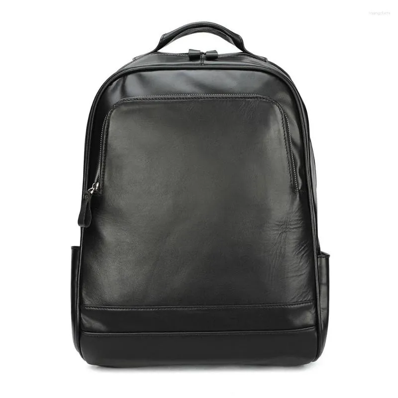Mochila masculina de viagem couro genuíno 15.6 "portátil dackpacks casual masculino sacos de escola para adolescentes mochila de couro