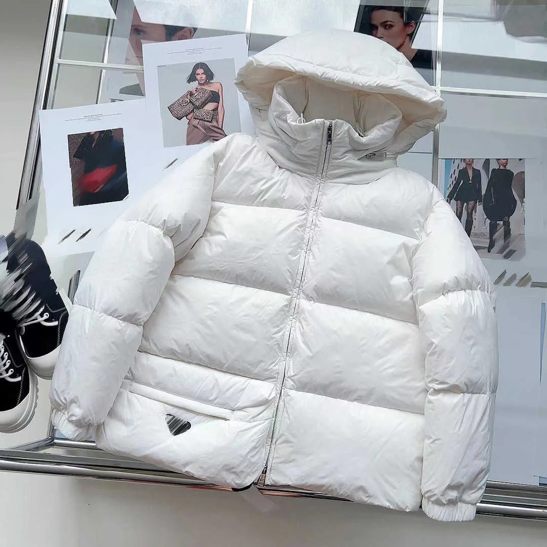 Designer White Hooded Down Jacket For Women Warm Winter Coat With Slim ...