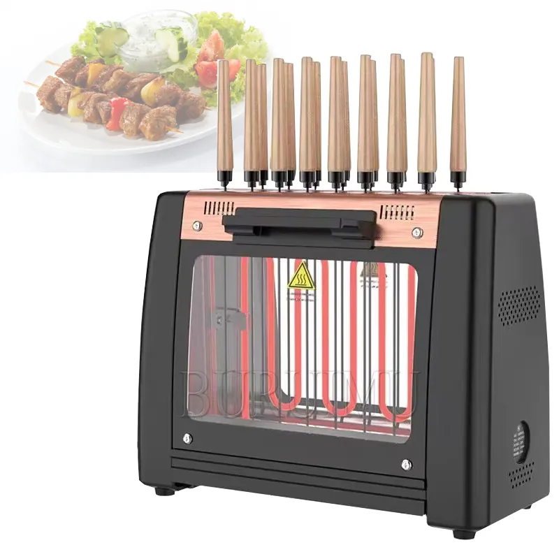Automatic BBQ Grill - 1200W Electric Kebab Machine, Smokeless Indoor ...