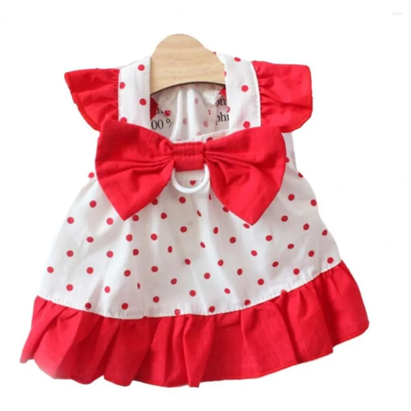 Dog Apparel Floral Dress Red Polka Dot Princess Ins Style Sweet Bowtie For Dogs And Cats Spring Summer Pet Costume