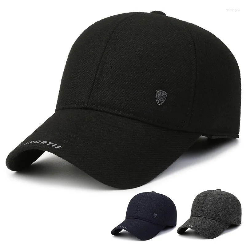 Ball Caps Winter Baseball Cap With Ear Flaps Adjustable Dad Hat Earflaps Thicken Outdoor Warm Sport Adventure For Men