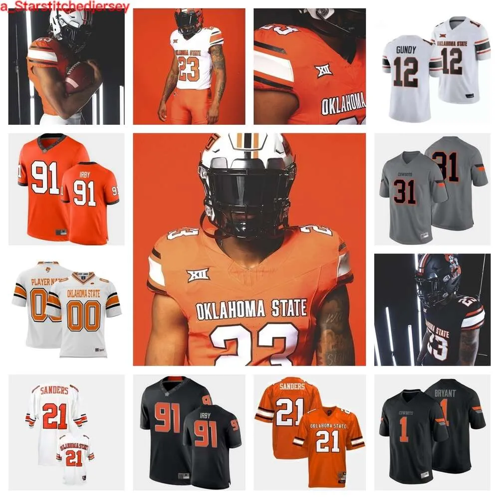 2023 Oklahoma State Football Jersey 88 De'zhaun Stribling 14 Peyton Thompson 29 Hudson Kaak 71 Dalton Cooper 44 Justin Wright