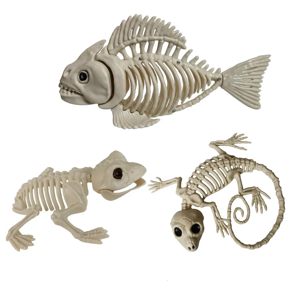Other Event Party Supplies Halloween Animal Skeleton Bones Horror Piranha Fish Gecko Frog Ornaments Lizard Creepy Decoration Props Party for Kids Gift 230906