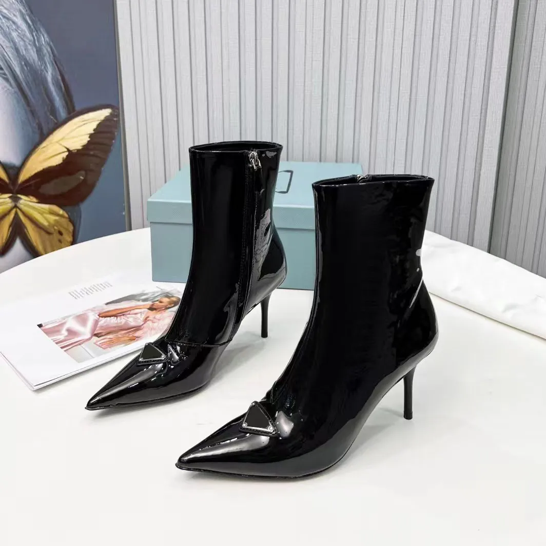 85mm Patent Leather Ankle Boots