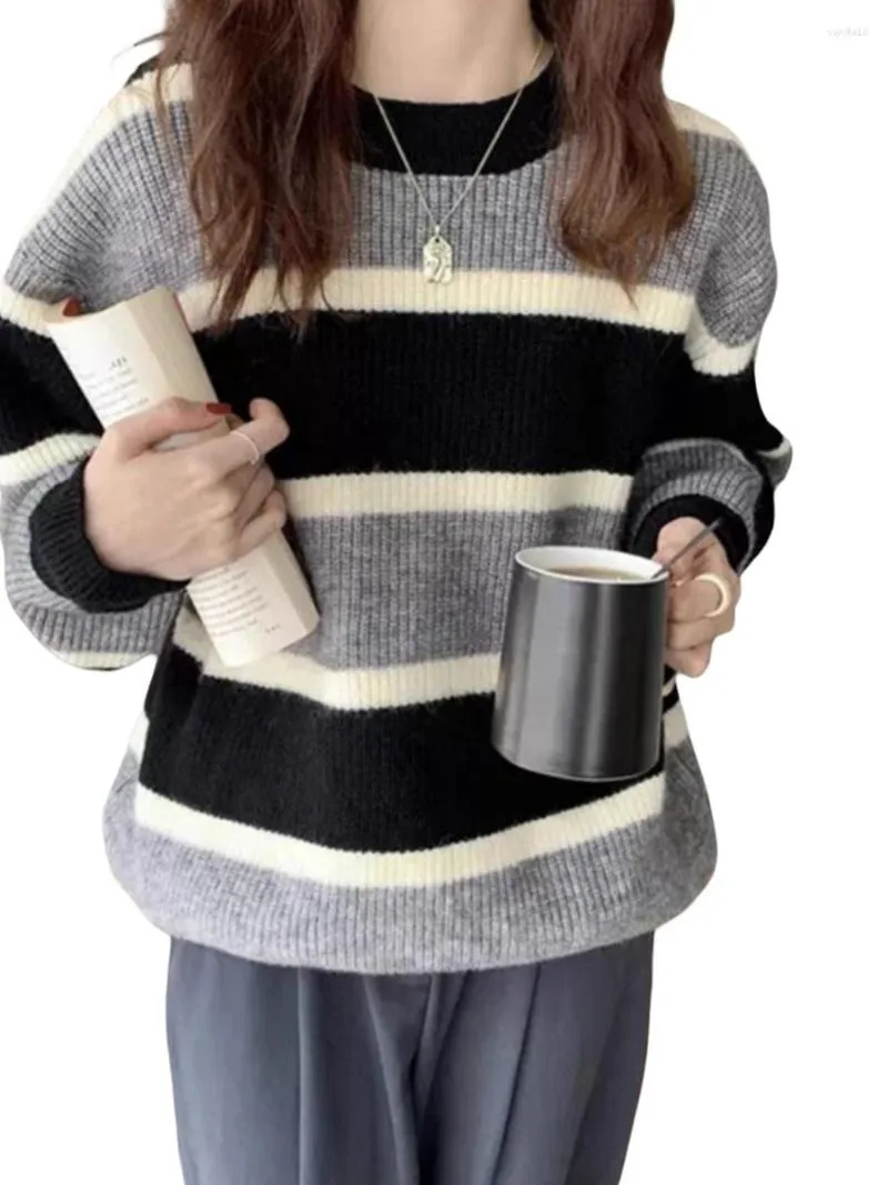 Women's Sweaters Autumn Hoodies Striped Oversized Sweatshirt Pullovers Korean Fashion Couples Matching Long Sleeve Tops Streetwear